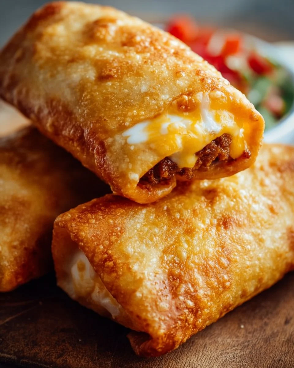 Delicious Beef and Cheese Chimichangas ready to be served