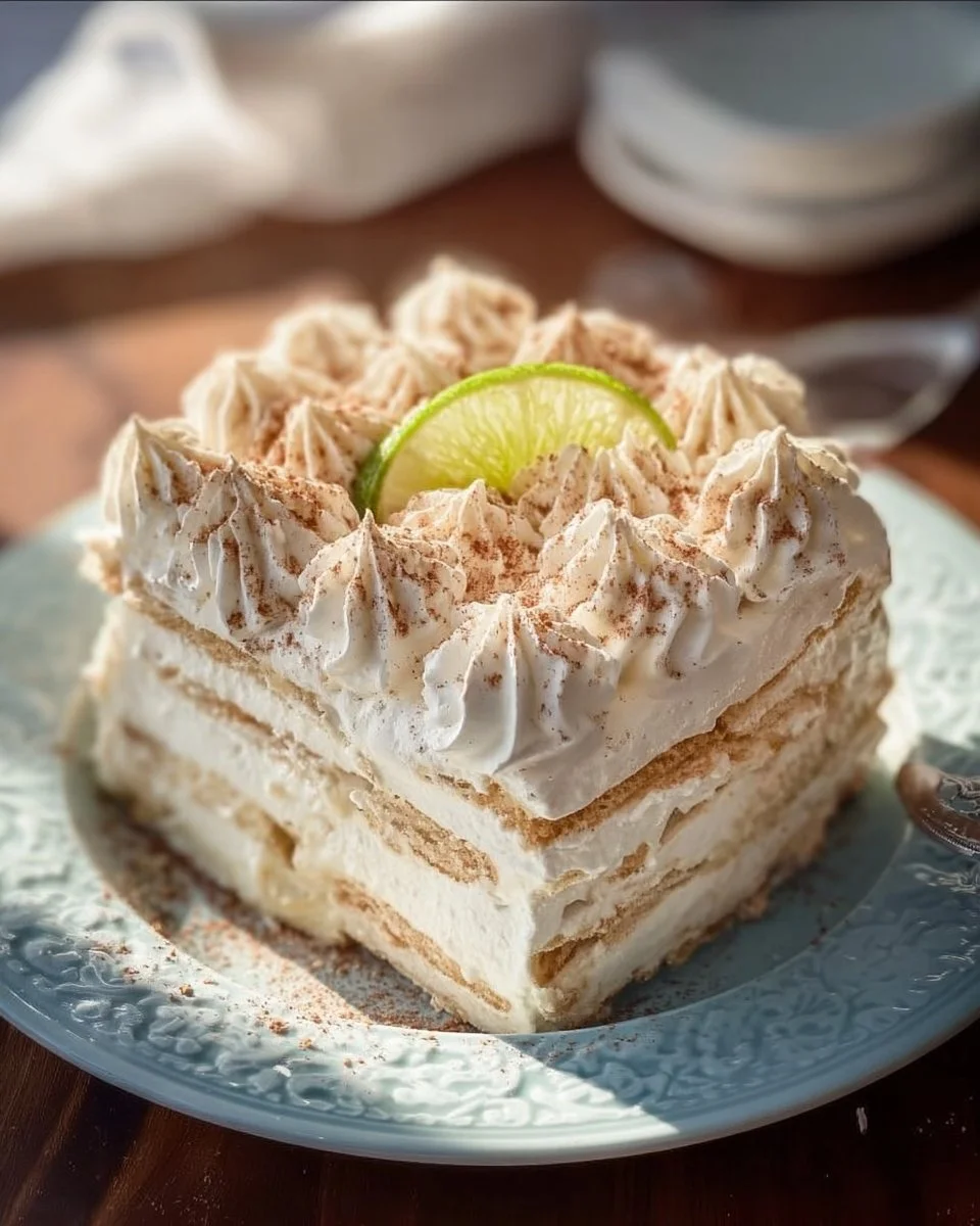 Carlota of Lemon, a traditional Mexican Icebox Cake layered with creamy lemon filling