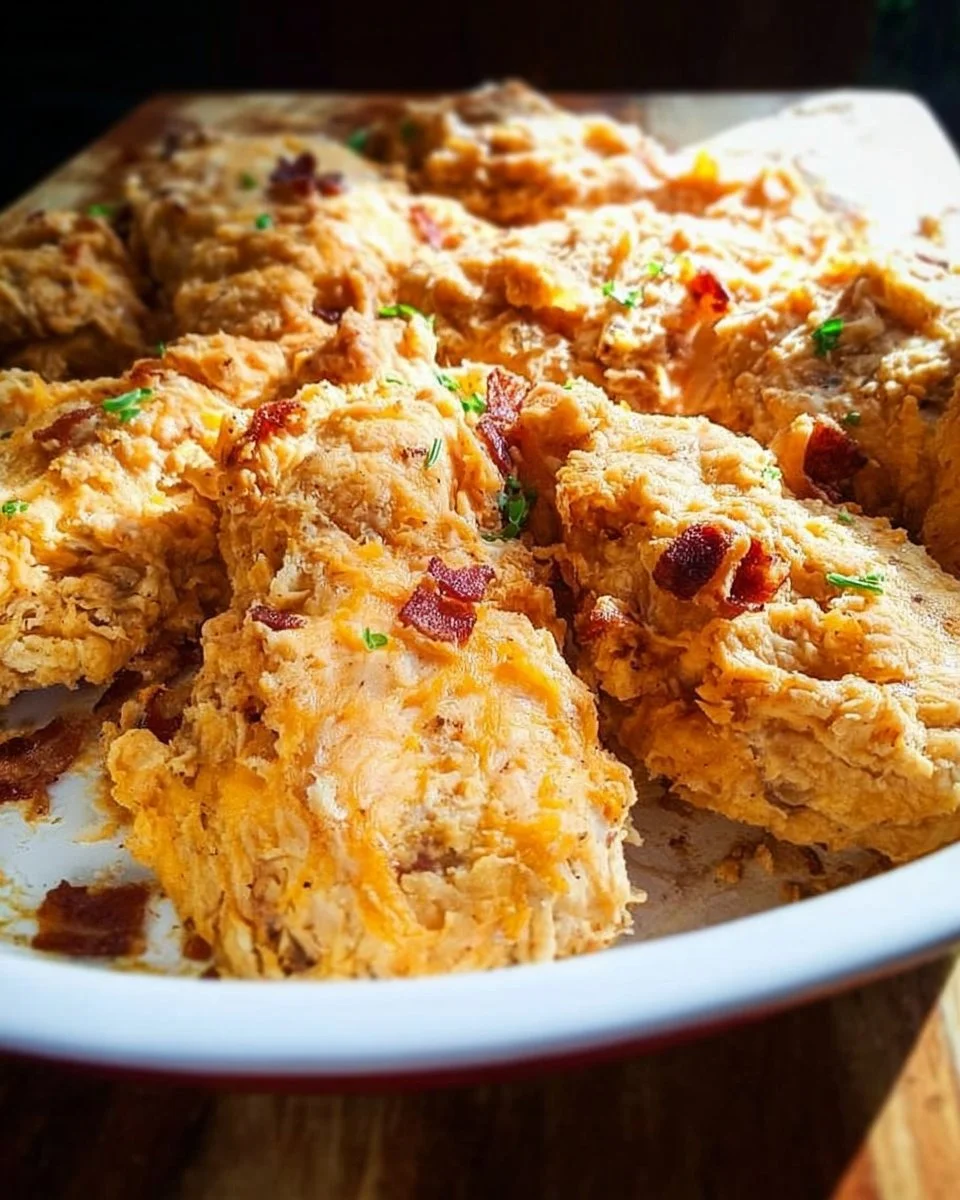 Deliciously creamy Crack Chicken served on a plate with fresh herbs.