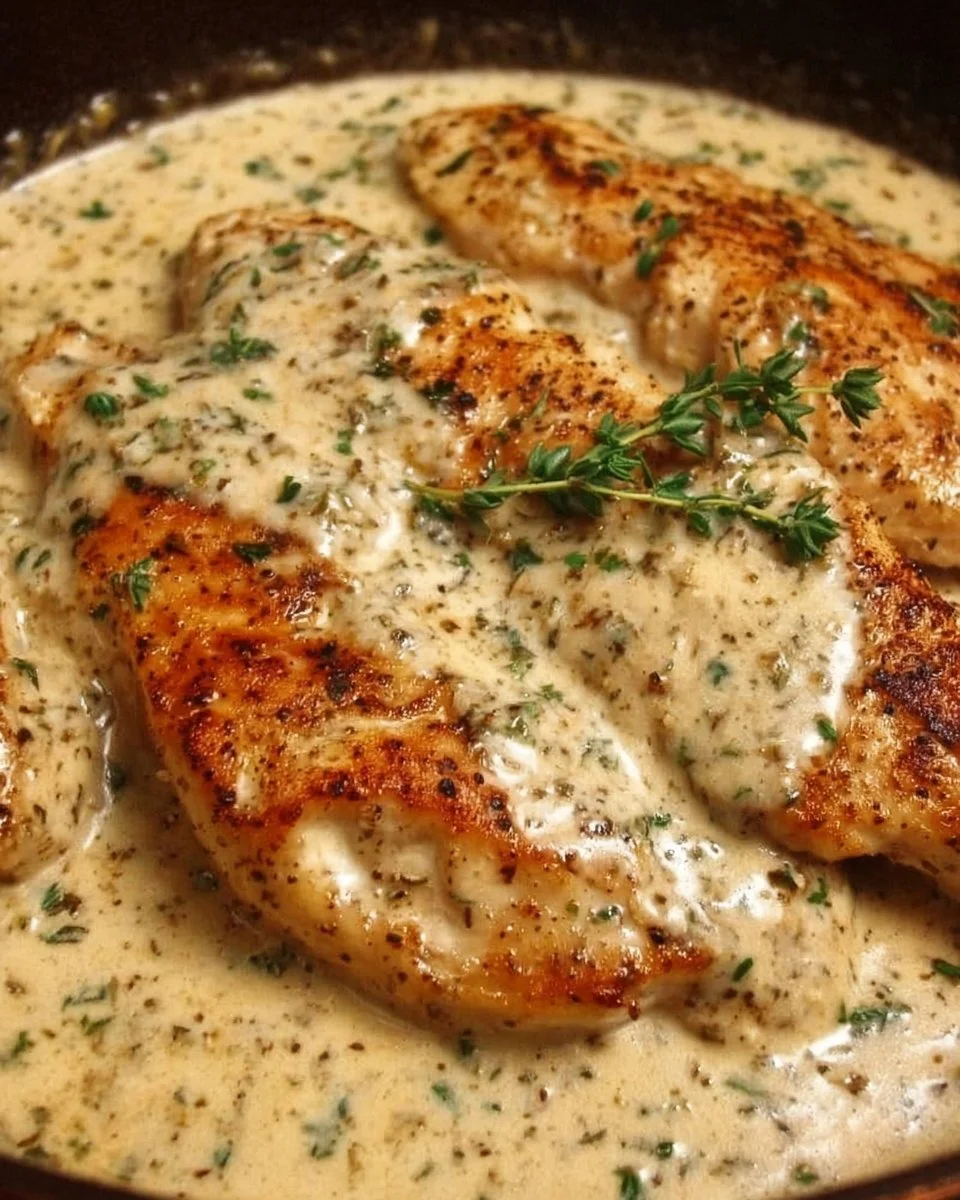 Creamy ranch chicken dish served with vegetables