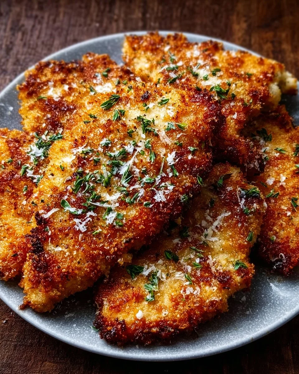Crispy Air Fryer Parmesan Crusted Chicken served with a side salad
