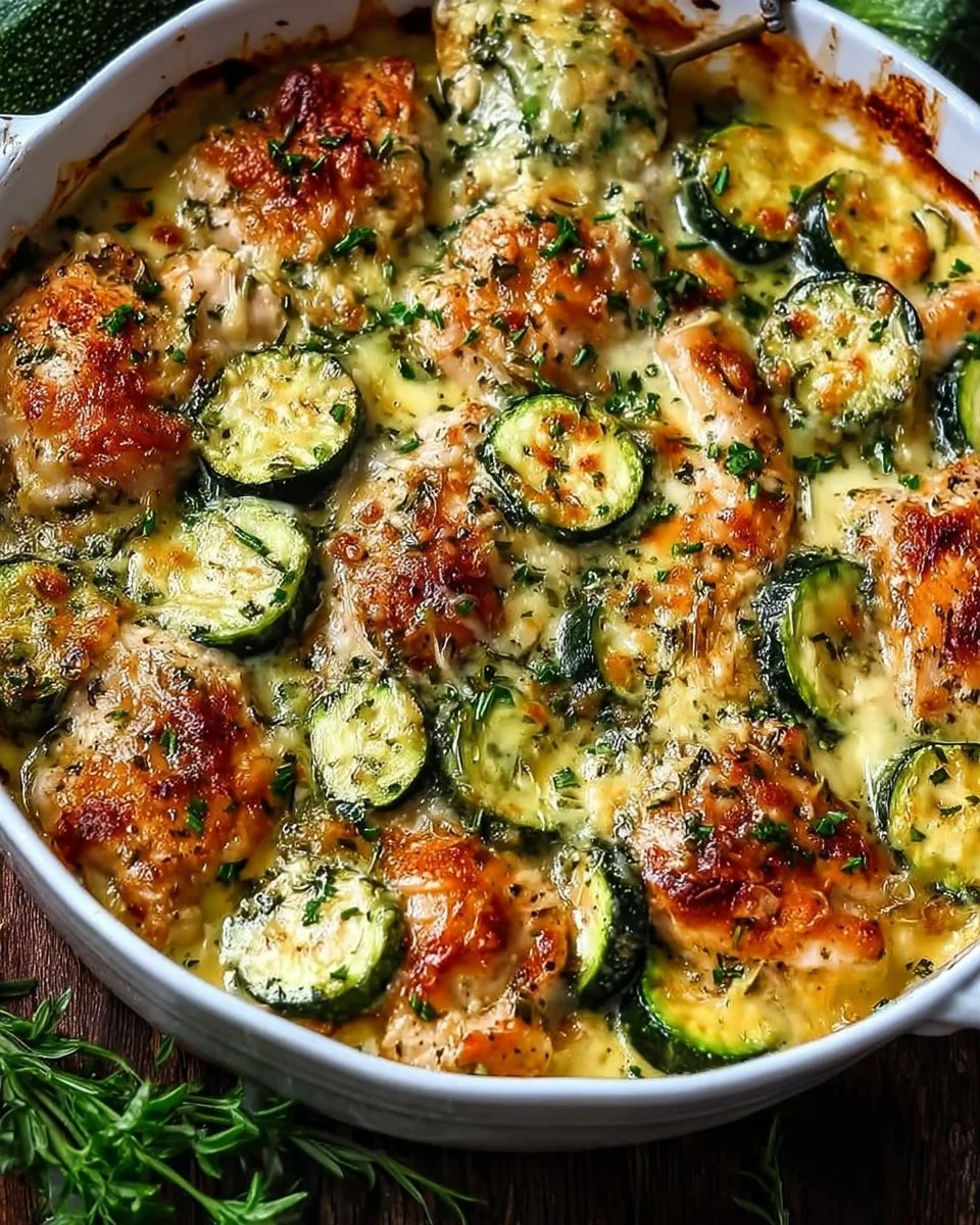 Easy chicken zucchini bake recipe for a quick one-pan dinner