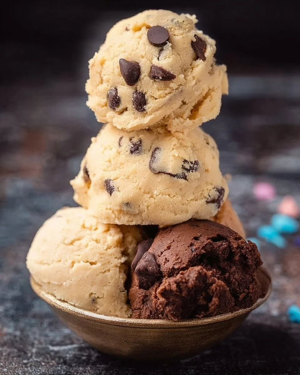 Delicious edible chocolate chip cookie dough ready to enjoy