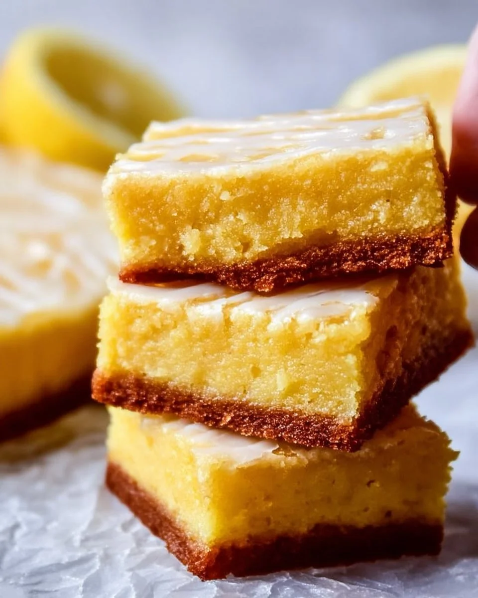 Gluten-free lemon brownies with a zesty lemon glaze.