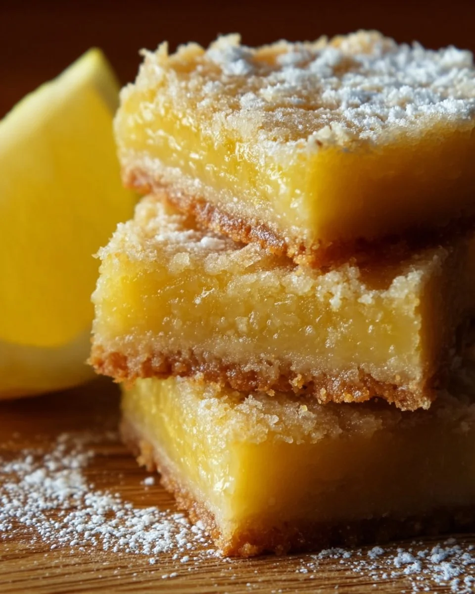 Delicious homemade lemon bars with a golden crust and citrus filling