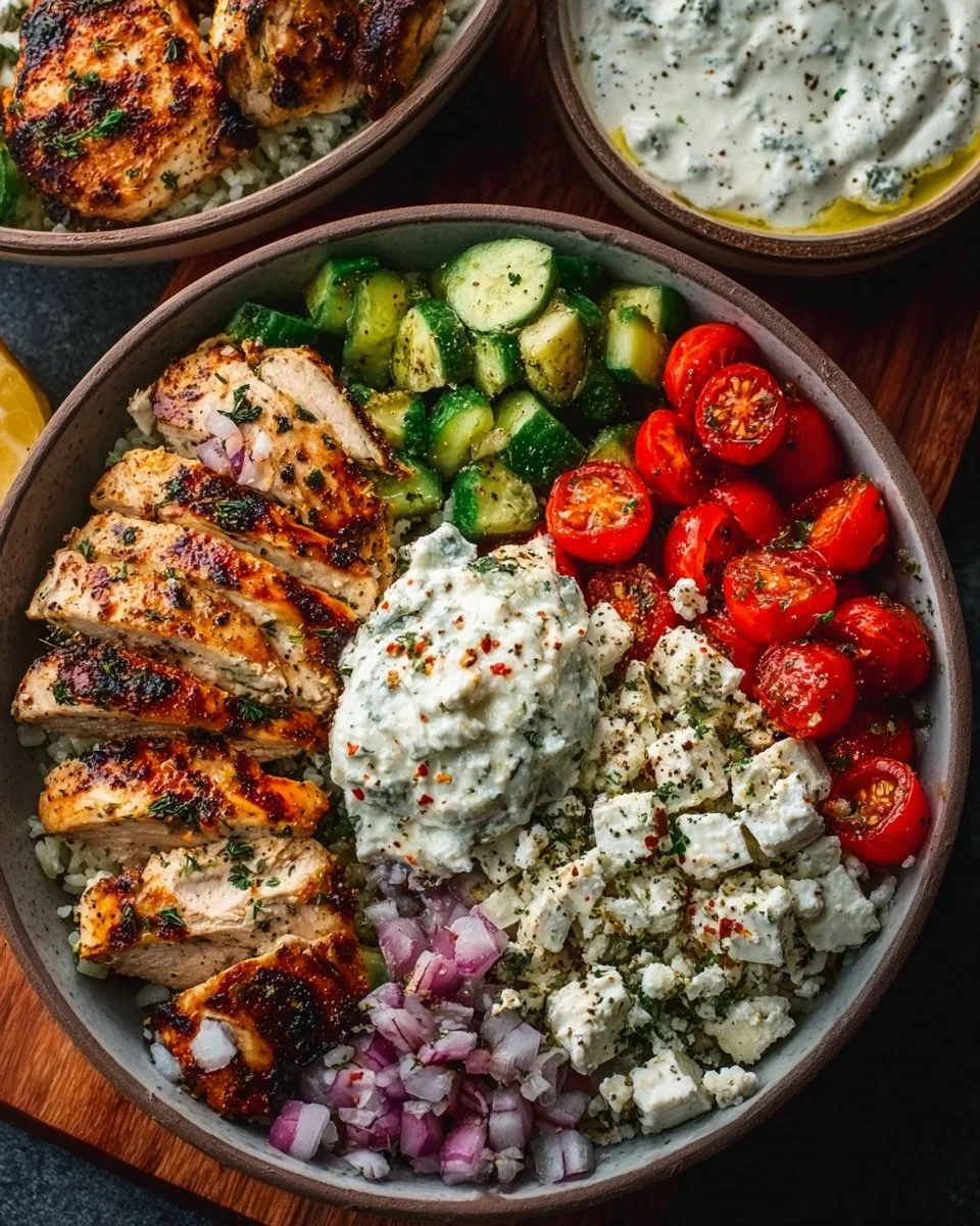 Delicious Greek Chicken Bowl, a meal prep delight with fresh ingredients