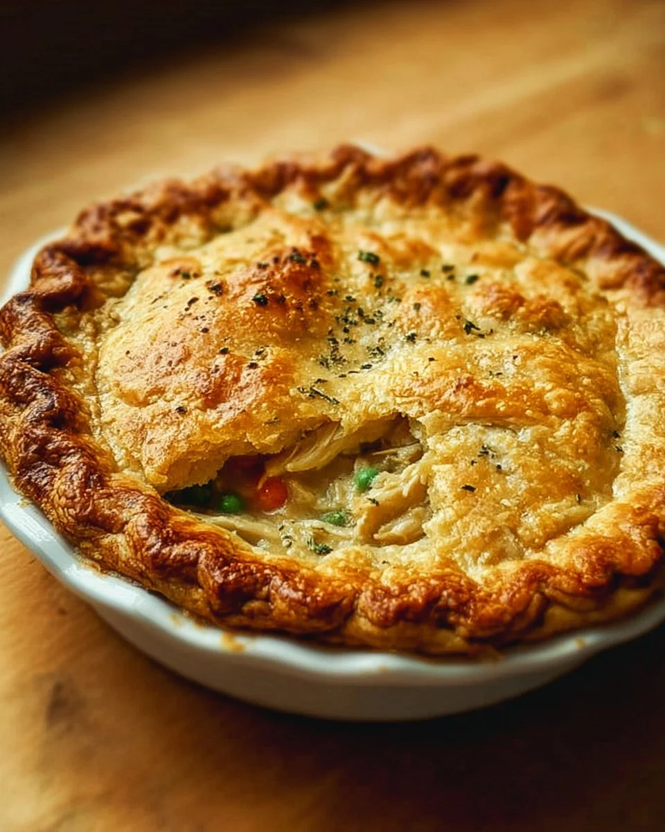 Delicious homemade chicken pot pie with flaky crust and hearty filling