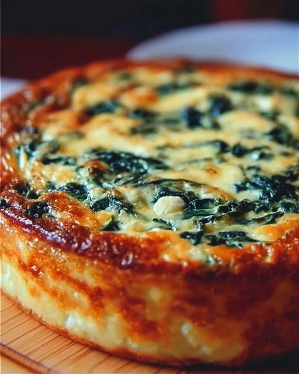 Irresistibly creamy cottage cheese and spinach crustless quiche on a plate