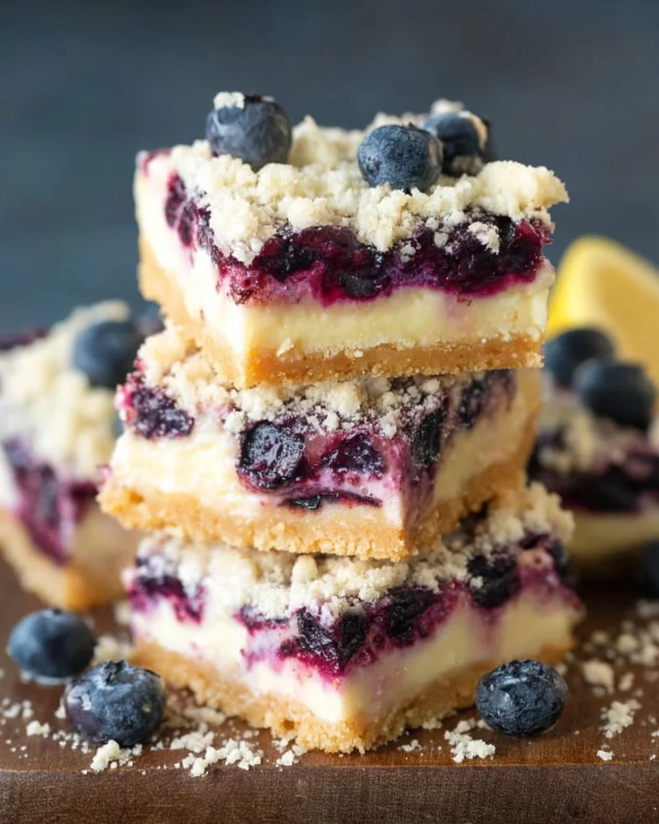 Keto Blueberry Lemon Cheesecake Bars on a plate with fresh blueberries