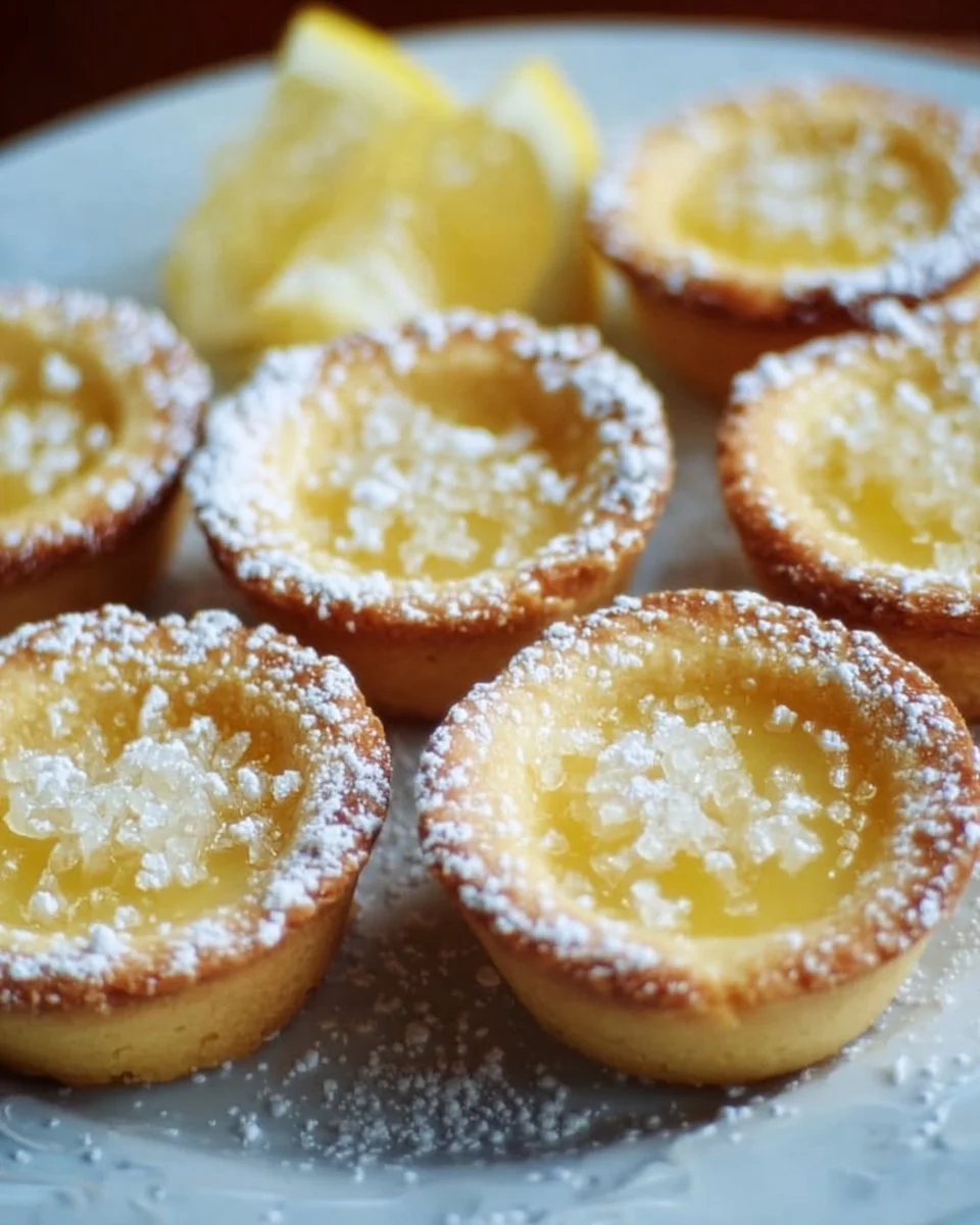 Delicious lemon bar cookie cups served on a plate with lemon slices