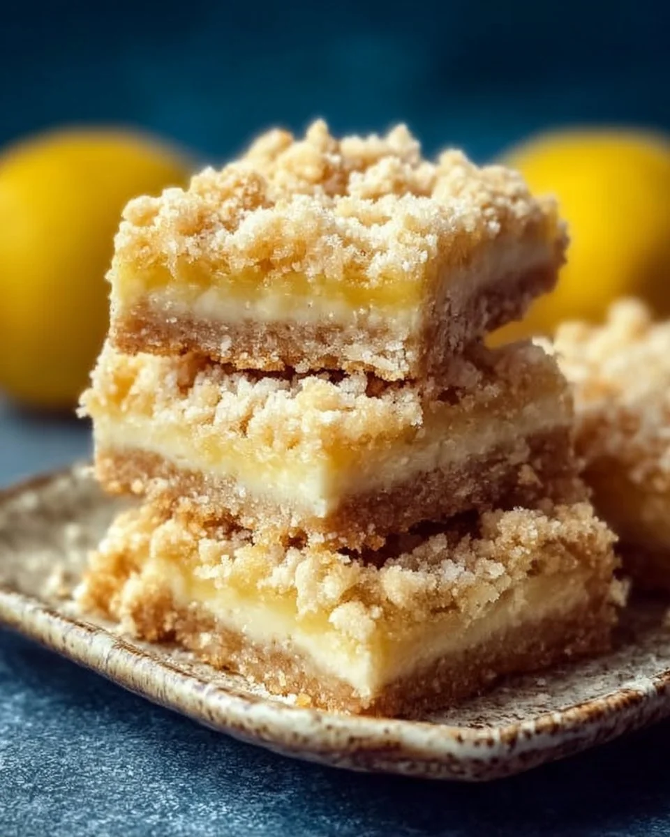 Delicious homemade lemon crumb bars with a crumbly topping and lemon filling