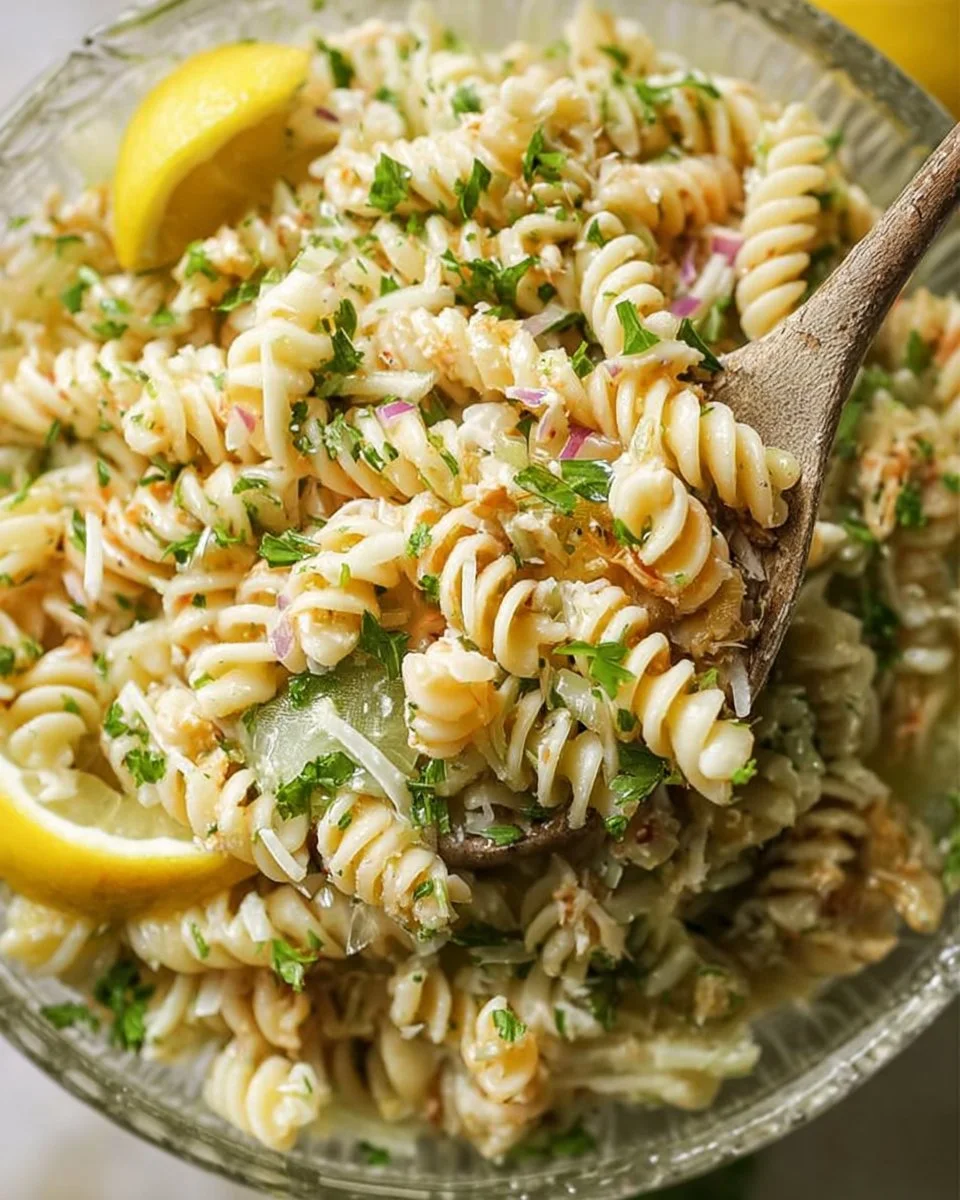 Delicious Lemon Parmesan Pasta Salad with fresh ingredients and vibrant colors