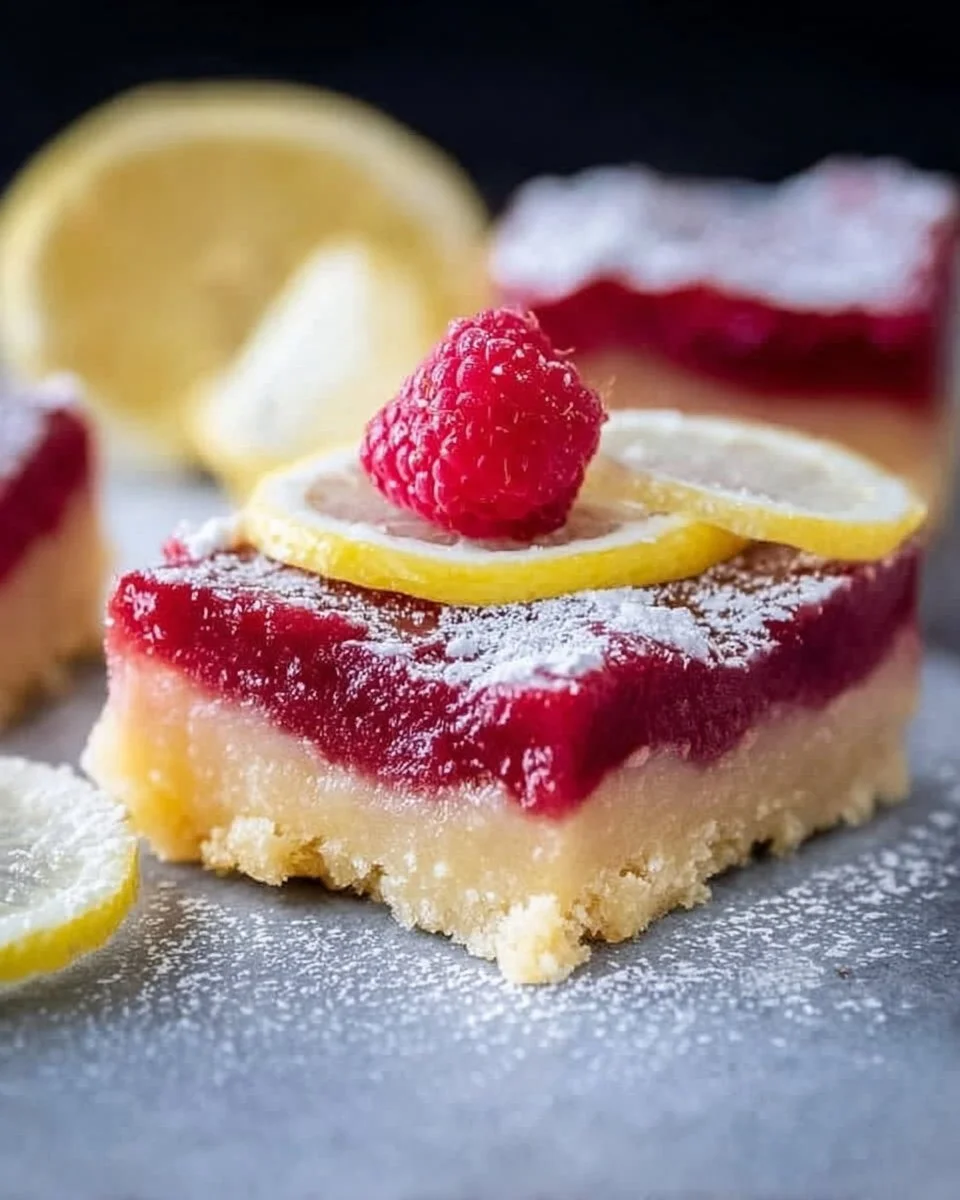 Delicious Lemon Raspberry Bars with a tangy lemon filling and fresh raspberries