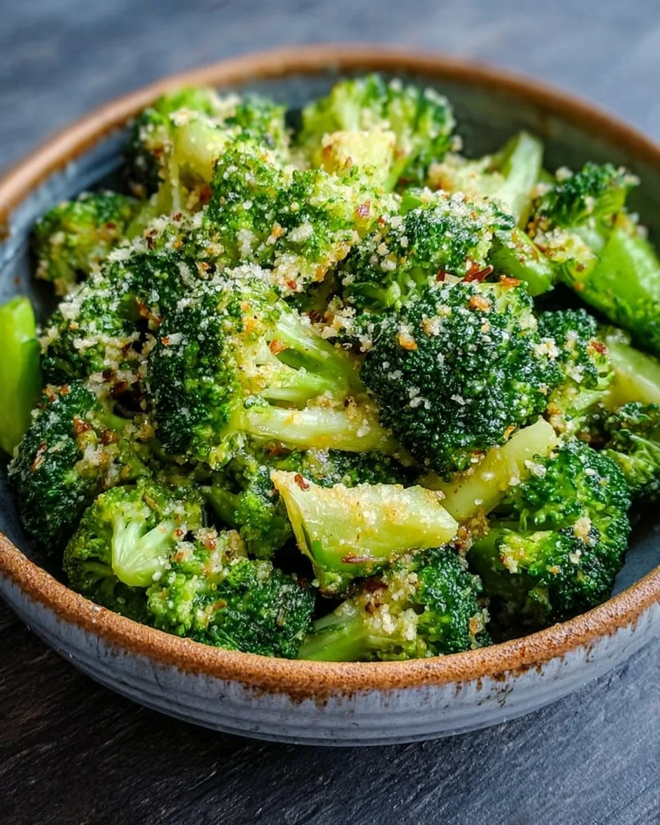 Delicious Garlic Parmesan Broccoli served as a side dish