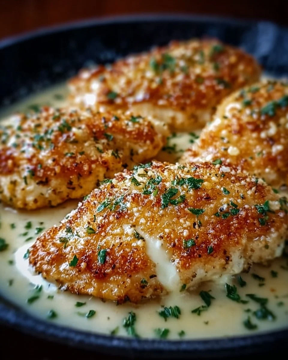 Delicious Longhorn Steakhouse Parmesan Chicken served with herbs and spices
