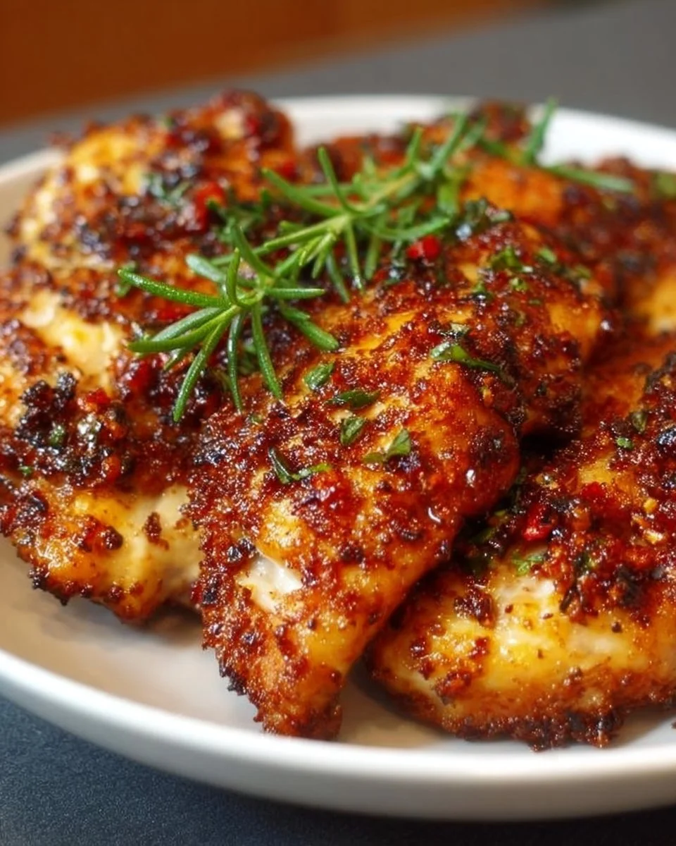 Delicious melt-in-your-mouth chicken dish served with herbs