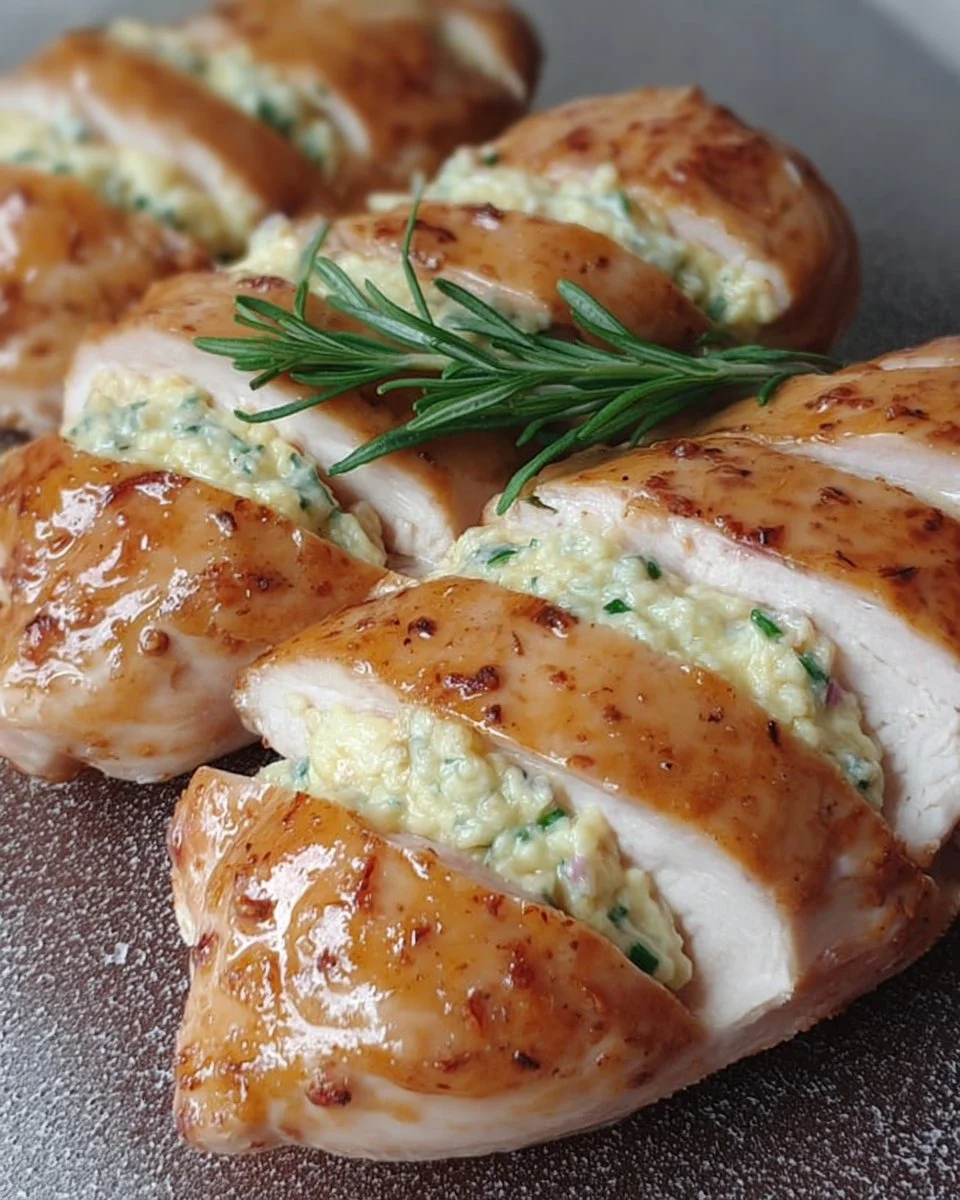 Melt-in-your-mouth chicken breast dish garnished with herbs and spices.