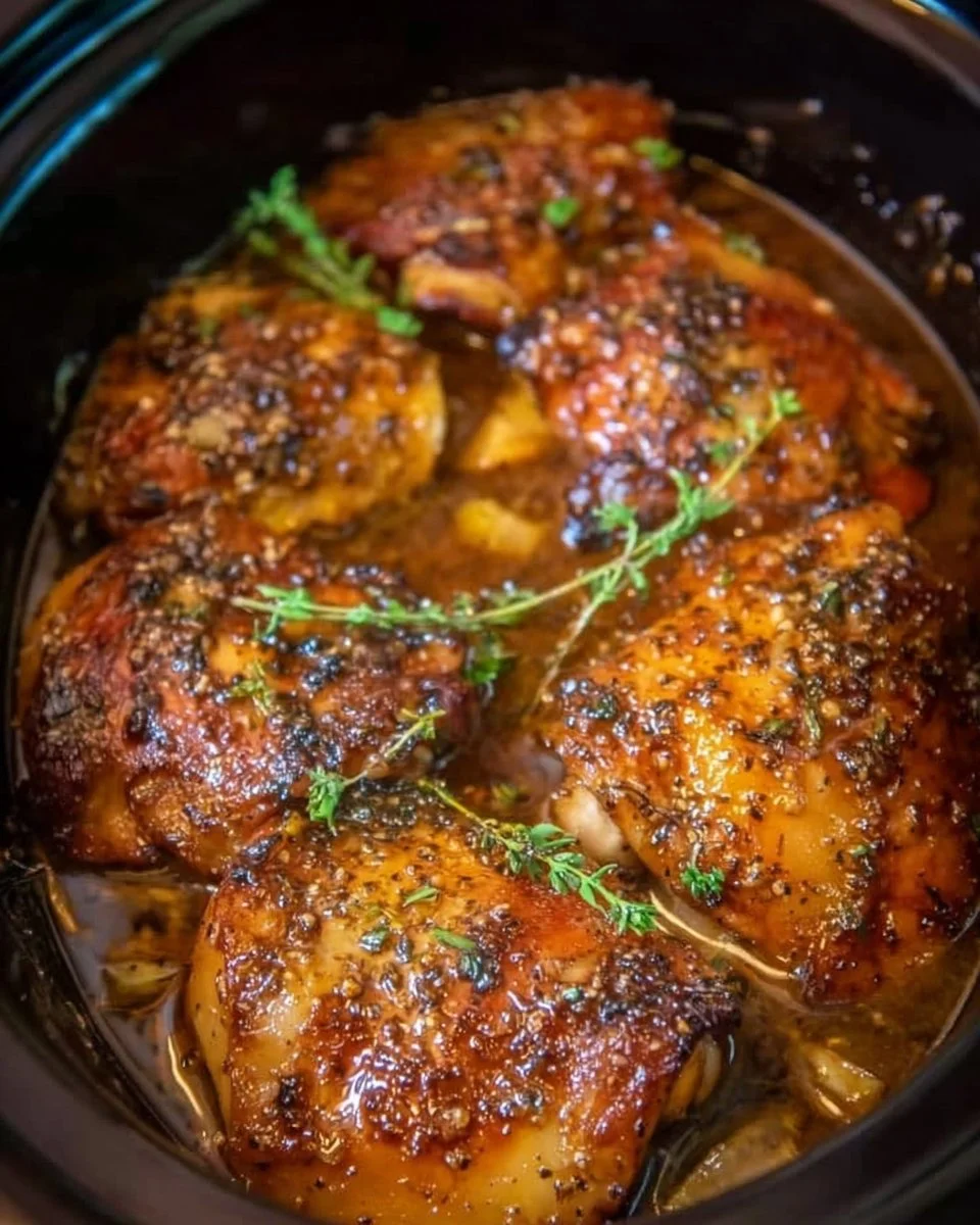 Delicious Slow Cooker Brown Sugar Garlic Chicken served on a plate