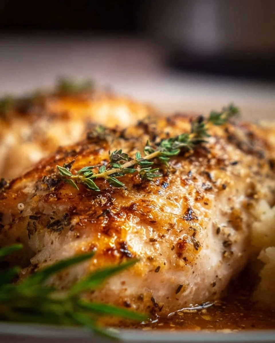 Slow cooker chicken breast dish served with vegetables