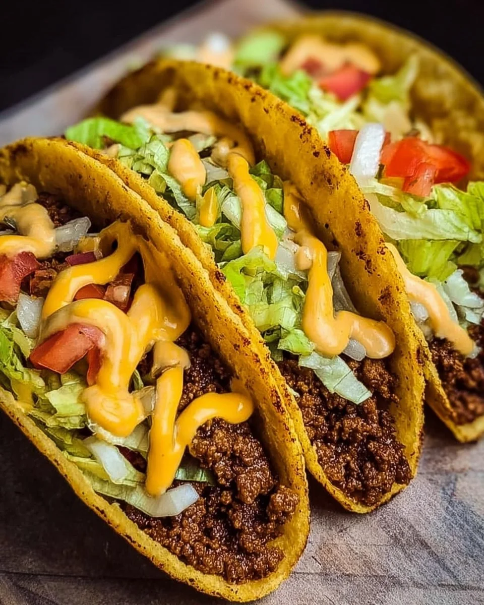 Delicious Smash Burger Tacos topped with fresh ingredients