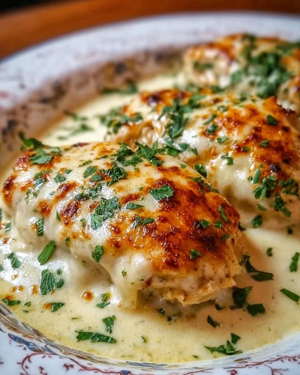 Delicious smothered cheesy sour cream chicken dish on a plate