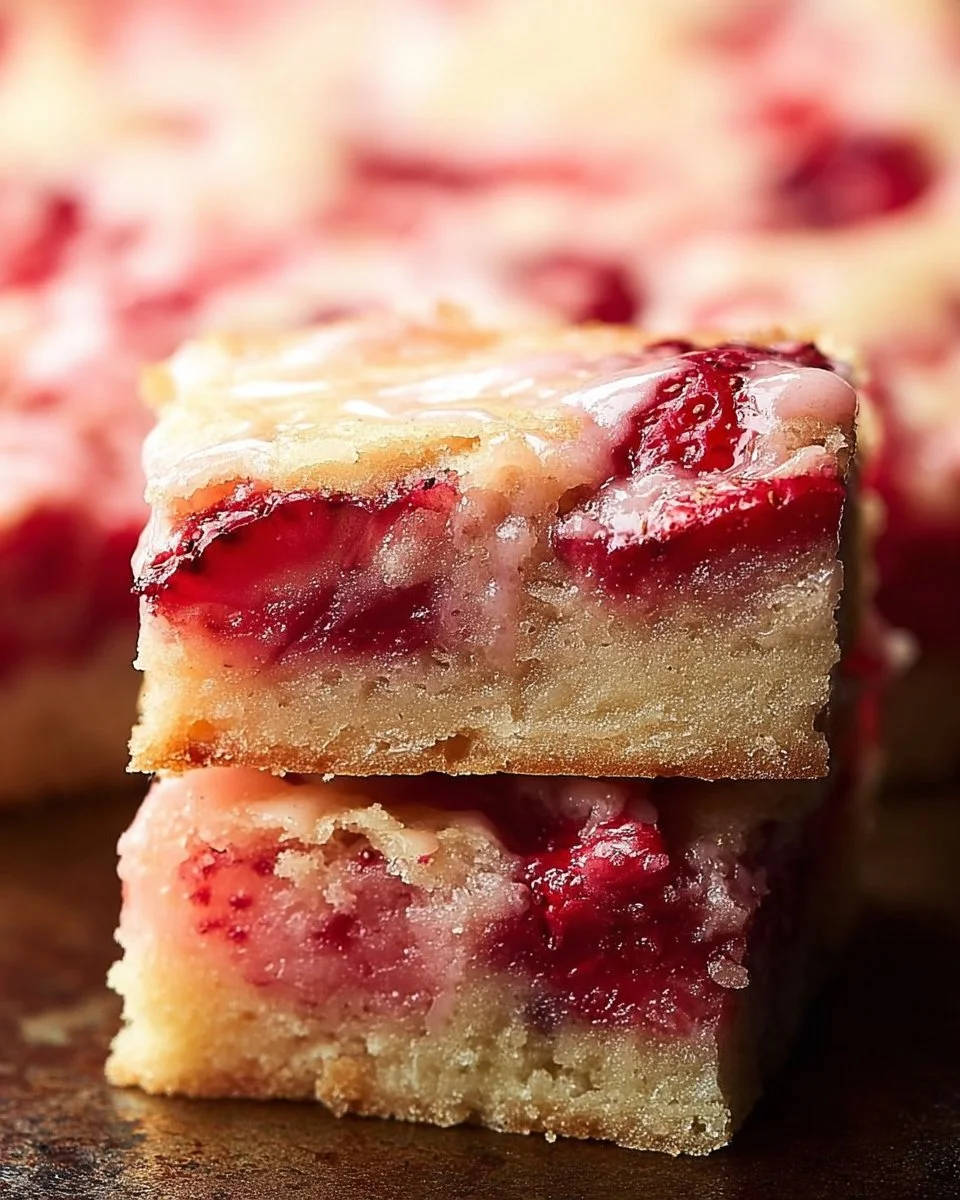 Delicious Strawberry Lemon Blondies with fresh strawberries and lemon zest