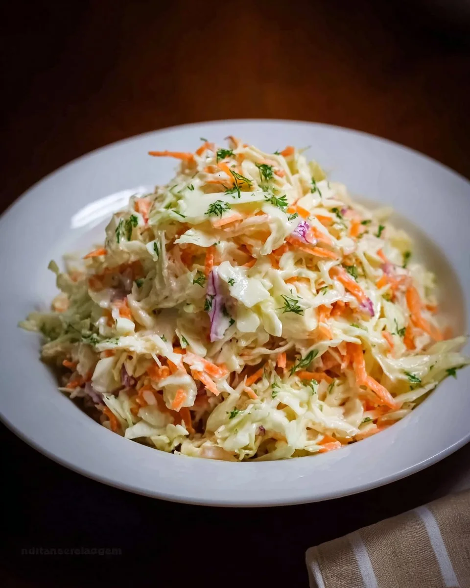 Bowl of traditional coleslaw with fresh cabbage and carrots