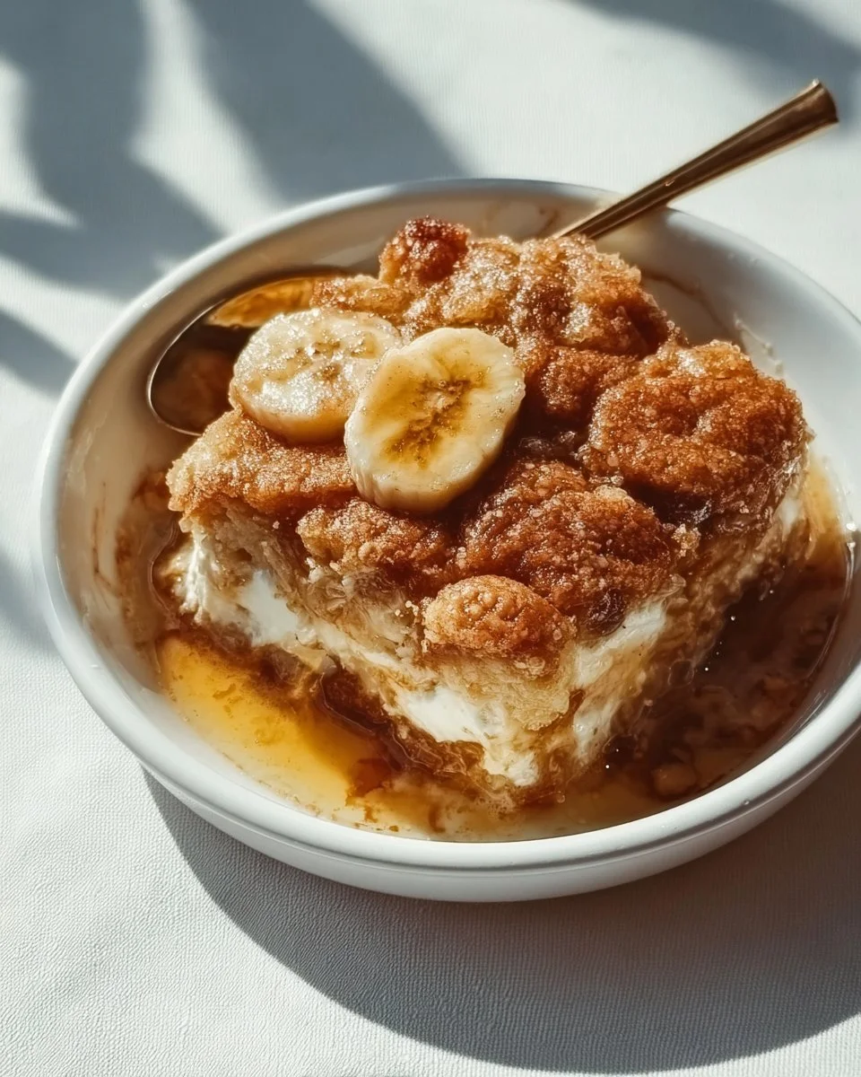 Delicious Banana Cobbler with ripe bananas and a buttery crust