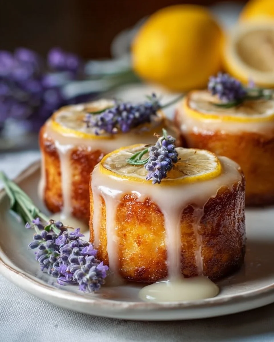 Mini Lemon Cakes with Lavender Glaze