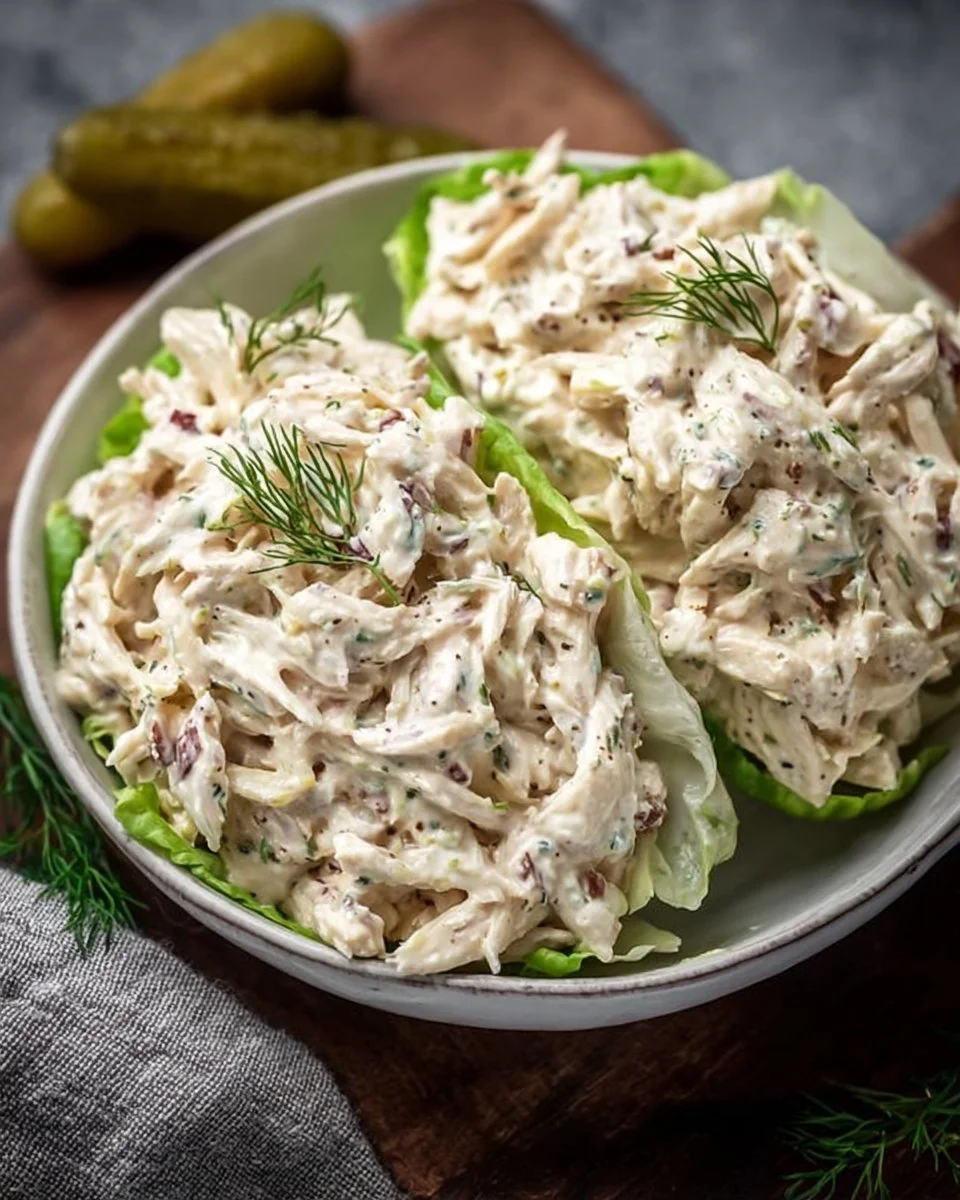 This creamy low-carb chicken salad is served in lettuce wraps and makes the perfect low-carb lunch.