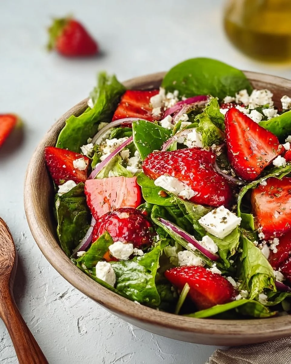 Crunchy Strawberry Romaine Feta Salad