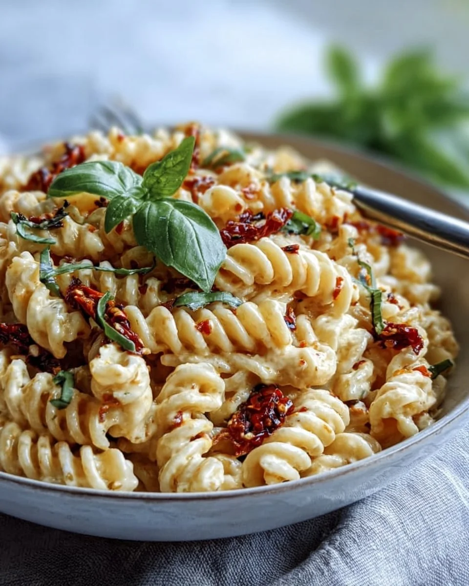 Creamy Tuscan Pasta Salad Recipe Easy Homemade Sun-Dried Tomato Basil Delight