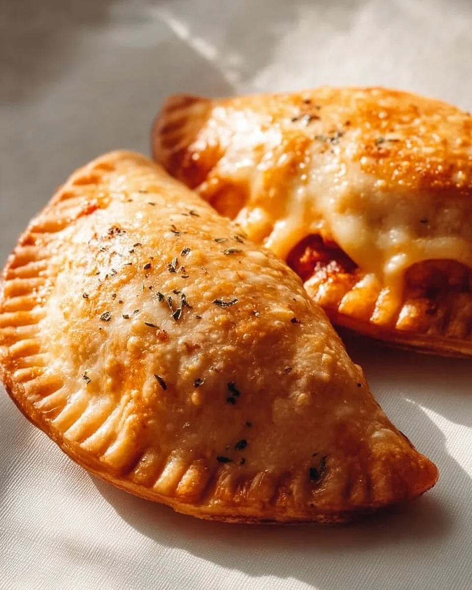 Cheesy pizza pockets filled with melted cheese and pizza toppings