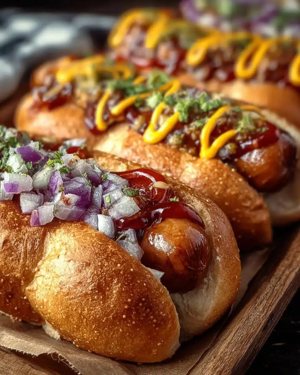 Flavorful Firecracker Hot Dogs ready to serve at a summer barbecue