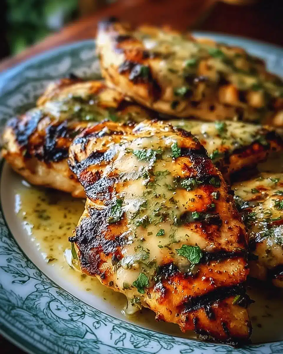 Grilled Salsa Verde Chicken topped with melted Pepper Jack cheese