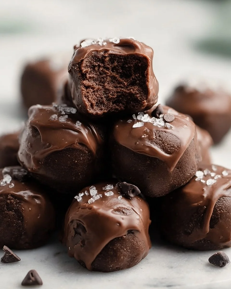 No-Bake Cottage Cheese Brownie Batter Protein Bites ready to enjoy.
