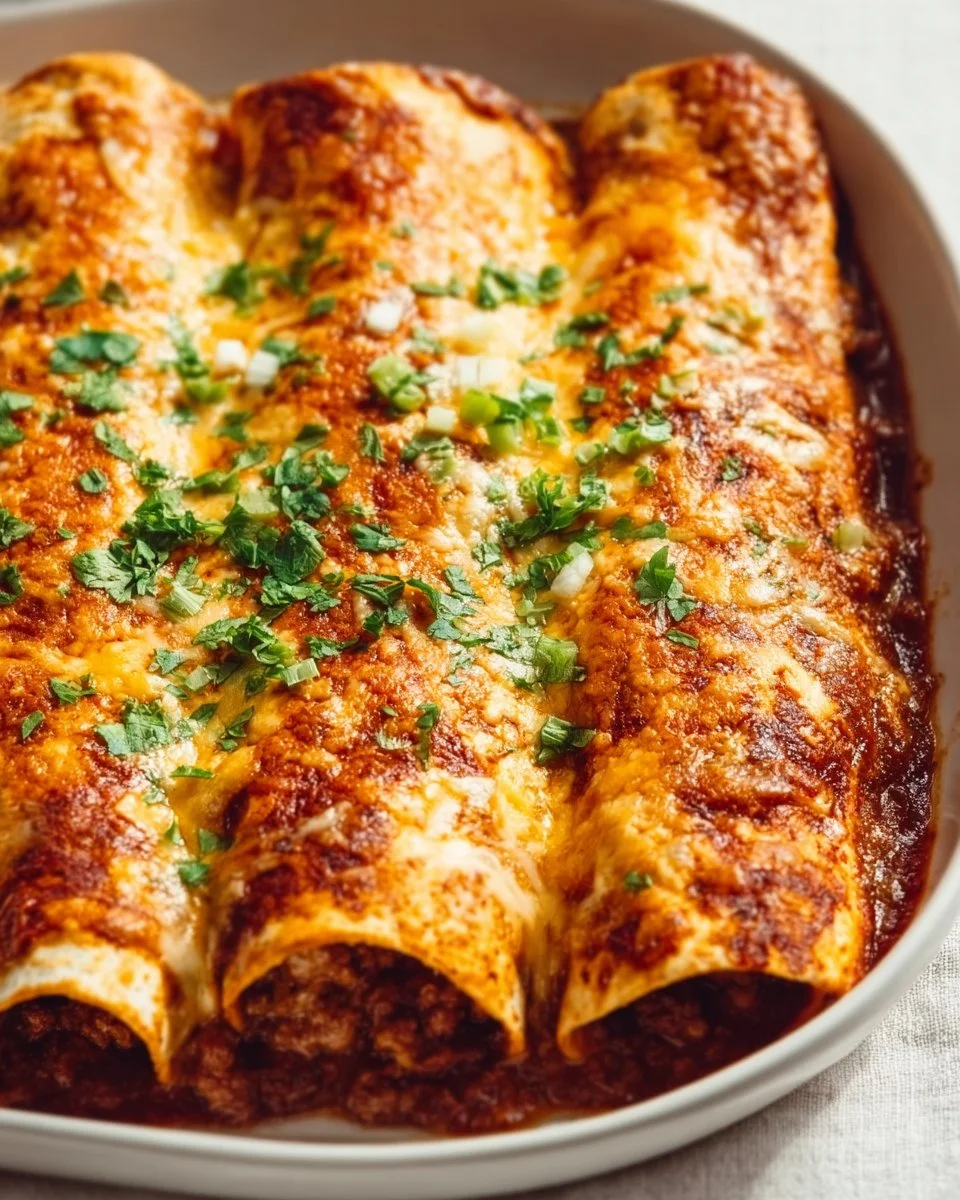 Pioneer Woman enchiladas recipe served with toppings on a plate.