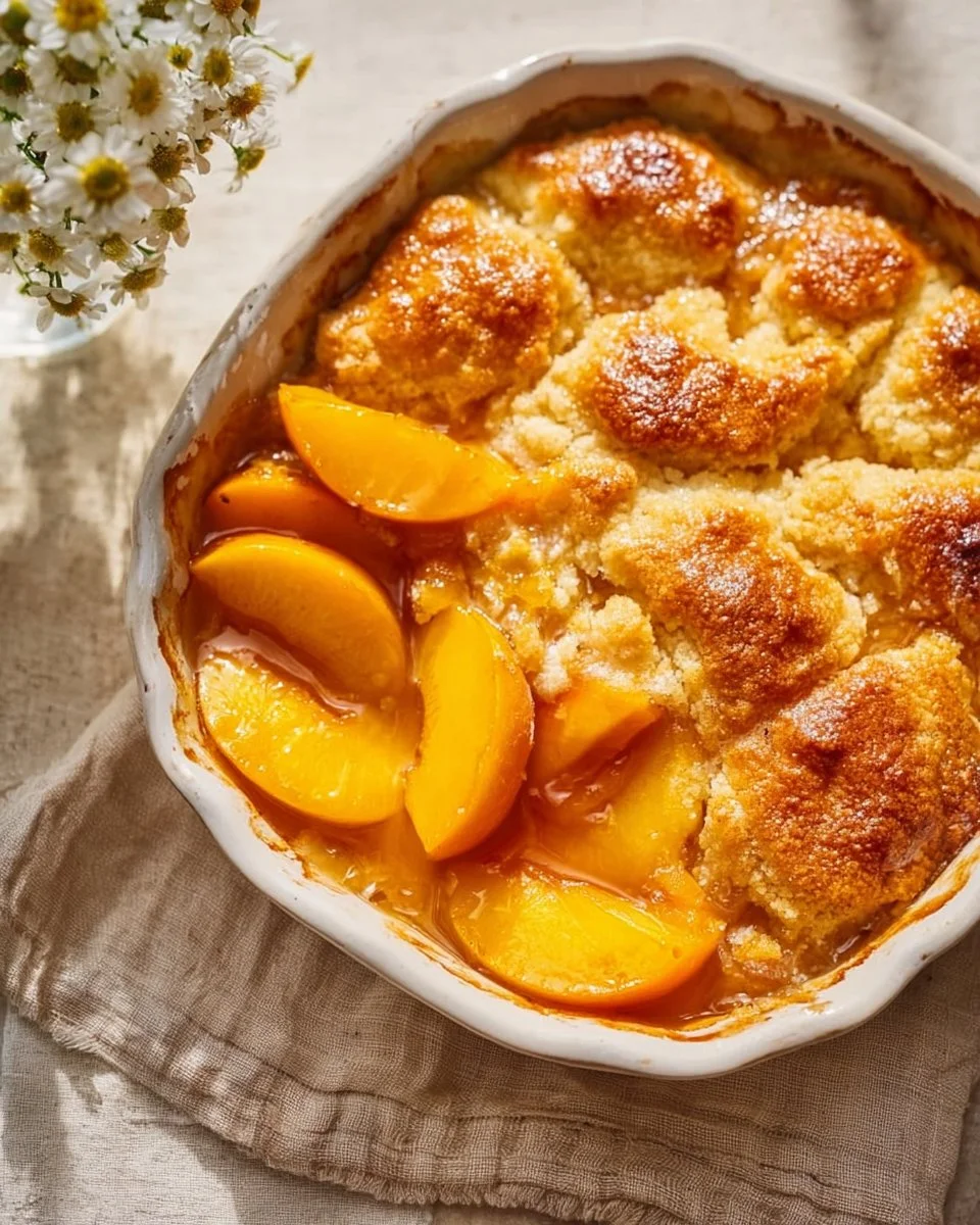 Delicious Pioneer Woman Peach Cobbler made with canned peaches