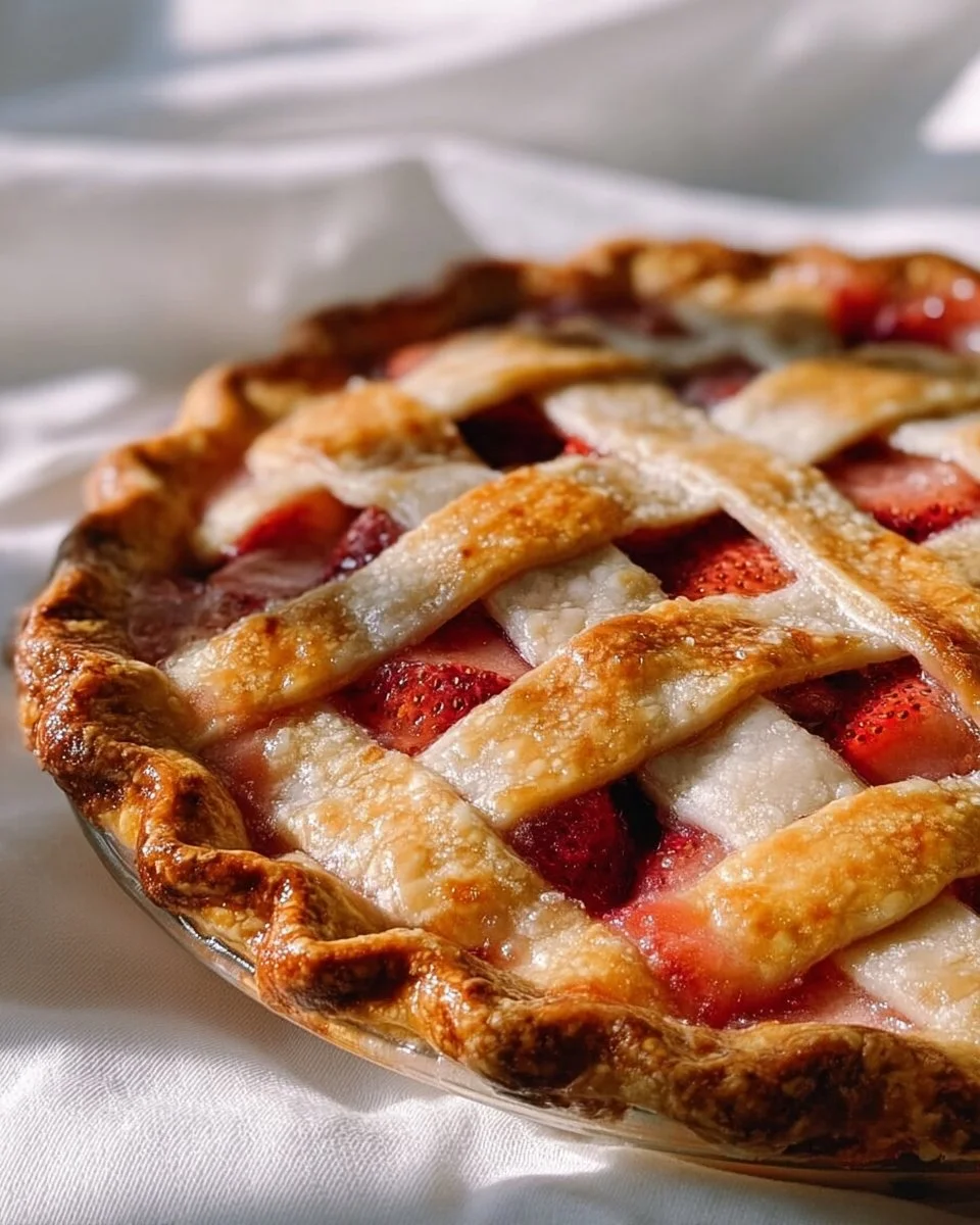Delicious homemade Strawberry Rhubarb Pie slice on a plate