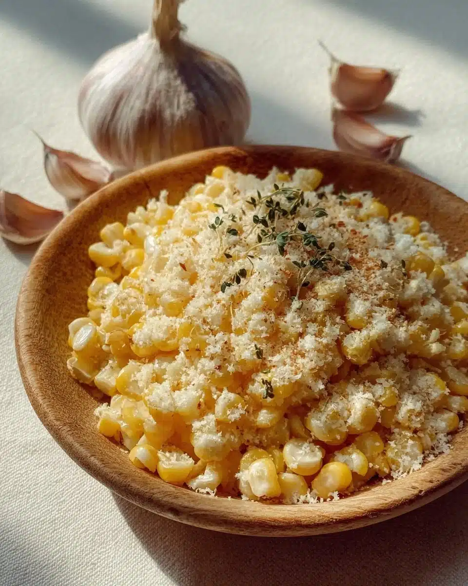 Delicious Garlic Parmesan Corn side dish with fresh ingredients