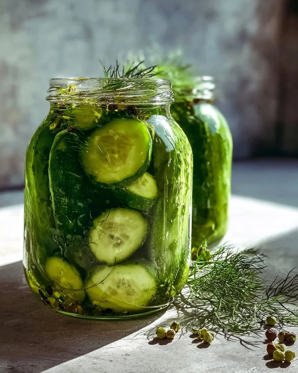 Grillo's Pickles jars and fresh ingredients for tasty pickling