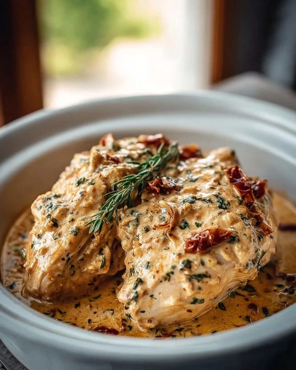 Creamy Marry Me Chicken dish served with herbs and love, perfect for date night.