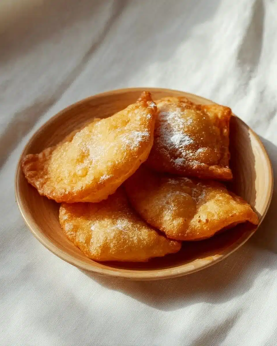 Delicious golden sopaipillas served with honey and powdered sugar